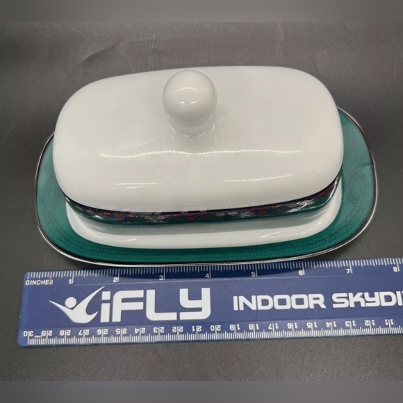 Dansk | Emerald Braid Quiltings Dinnerware | Covered Butter Dish | Vintage - Picture 14 of 16